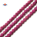 Fuchsia Pink Lava Rock Stone Round Beads 8mm 15.5" Strand