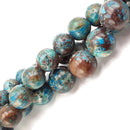 large hole blue calsilica jasper smooth round beads