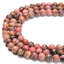 Natural Multi Color Rhodonite Smooth Round Beads Size 6mm 8mm 10mm 15.5'' Strand