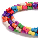 Multi Color Howlite Turquoise Side Drill Dog Bone Beads Size 8x13mm 15.5'' Str