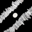 Clear Quartz Matte Faceted Top Drill Points Beads Approx 16-30mm 15.5" Strand
