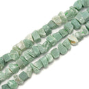 Green Aventurine Rough Nugget Chunks Center Drill Beads 8x18mm 15.5" Strand