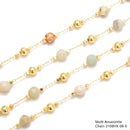 6mm Diamond Cut Beads Multi Gemstone Chain Sold One Meter Per Bag
