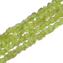 Peridot Rough Nugget Chunks Side Drill Beads Size 5-6mm 15.5'' Strand