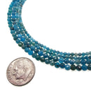 natural blue apatite faceted round beads