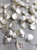 white mop shell smooth flat teardrop beads