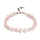 Rose Quartz Faceted Rondelle Beaded Bracelet Silver Clasp 5x7mm 7.5" Length