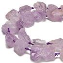 Natural Light Amethyst Rough Nugget Chunks Beads Size 20-30mm 15.5'' Strand