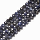 Dark Blue Rutilated Quartz Smooth Round Beads Size 6mm 8mm 10mm 15.5'' Strand
