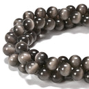 Dark Gray Cat's Eye Smooth Round Beads Size 6mm 8mm 10mm 15.5'' Strand