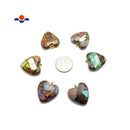 Blue/Green/Orange/Purple Sea Sediment & Bronzite Heart Pendant 20x20mm Per Piece