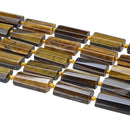 Tiger's eye faceted flat rectangle cylinder tube beads