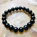 black Striped agate bracelet smooth round