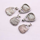 silver plated micro pave zircon bag shape pendant charm sale by piece
