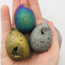 natural druzy agate egg silver gold rainbow colors