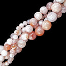 cherry flower sakura agate smooth round beads