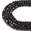 Black Onyx Smooth Faceted Star Cut Beads 4mm 5mm 7mm 9mm 15.5" Strand