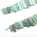 green amazonite graduated slice Sticks Points beads