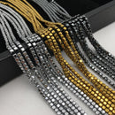 gold silver gray plated hematite smooth cube beads