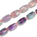 Light / Dark Fluorite Faceted Barrel Shape Beads Size 10x14mm 15.5'' Strand