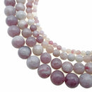 Light Natural Lepidolite Smooth Round Size 4mm 6mm 8mm 10mm Approx 15.5" Strand