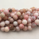 large hole pink opal smooth round beads