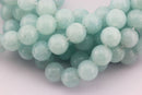 large hole aqua color quartz smooth round beads