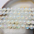 ab coated Crackled quartz crystal smooth round beads