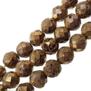 Gold Druzy Agate Faceted Round Beads 6mm 8mm 10mm 15.5" Strand
