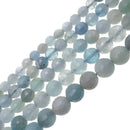 multi blue aquamarine faceted round beads