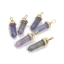 Fluorite Pendulum Healing Point Gold Plated Loop Bail Pendant 8x40mm 6 PCS / Bag