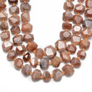 natural peach moonstone faceted nugget chunk beads