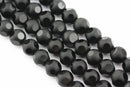 black crystal glass faceted round beads