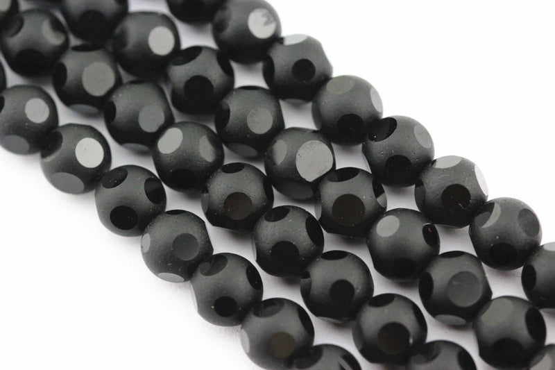 black crystal glass faceted round beads