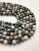 Eagle Hawk's eye faceted round beads
