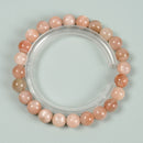 Peach Moonstone Smooth Round Beaded Bracelet Size 6mm 8mm 10mm 7.5'' Length