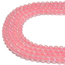 Rose Quartz AB Coated Smooth Round Beads Size 4mm 6mm 8mm 10mm 12mm 15.5" Strand