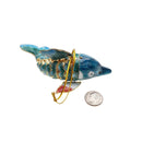 Cloisonne Christmas Tree Ornament Wiggling Dolphin Decoration 4.5" Inches Long