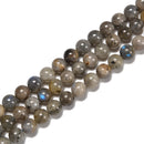 Labradorite With Black Specks Smooth Round Beads Size 6mm 8mm 10mm 15.5''Strand