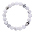 howlite bracelet silver skull matte round