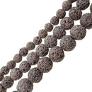 Dark Gray Lava Rock Stone Beads 6mm 8mm 10mm 15.5" Strand