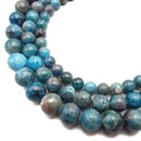 Light Blue Natural Apatite Smooth Round Beads 8mm 10mm 12mm 15.5" Strand