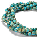 2.0mm Hole Blue Sea Sediment Jasper Smooth Round Beads 6mm 8mm 10mm 15.5" Strand