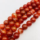 large red Striped agate smooth round beads