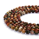 red creek jasper faceted star cut beads