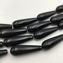 black onyx smooth teardrop beads