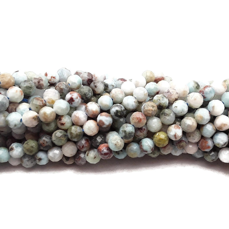 Natural Larimar Faceted Round Beads Size 4mm 15.5'' Strand