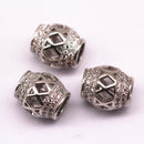 silver plated micro pave zircon cylinder shape charm