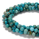 Green Blue Genuine Turquoise Smooth Round Beads Size 8 mm to 9.8mm 15.5'' Str