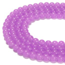 Jelly Purple Crystal Glass Smooth Round Beads Size 6mm 8mm 10mm 15.5" Strand
